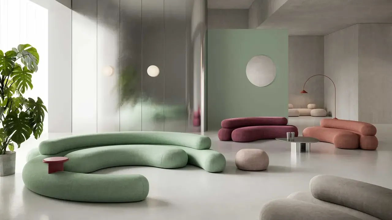 Divani dalle forme sinuose e audaci, un'esplosione di adrenalina per un salotto moderno.